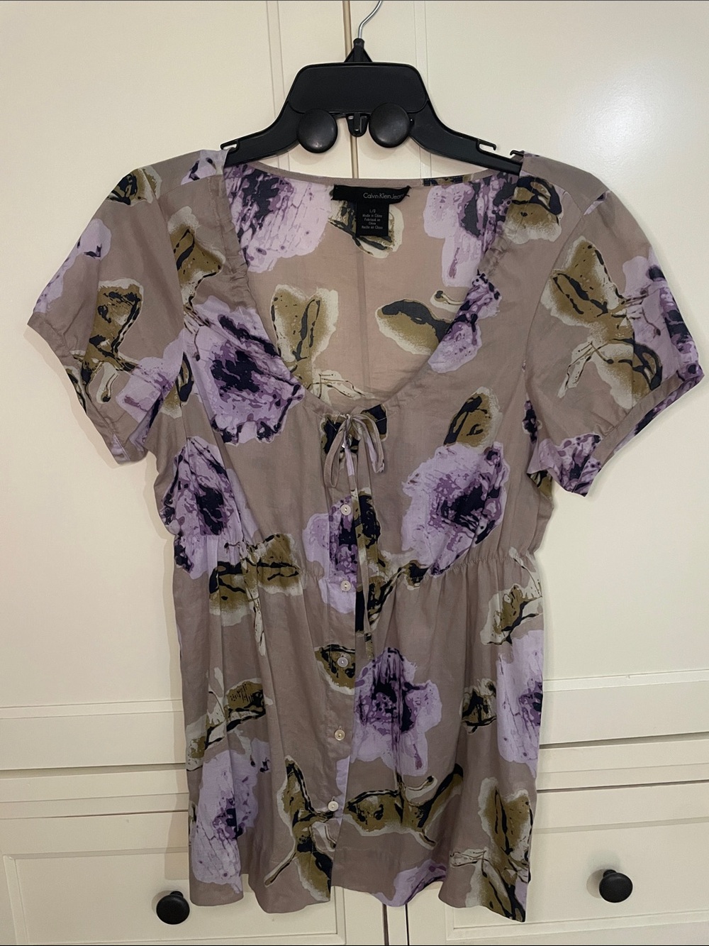 Calvin Klein Jeans Womens Cotton Floral Top. Size L.